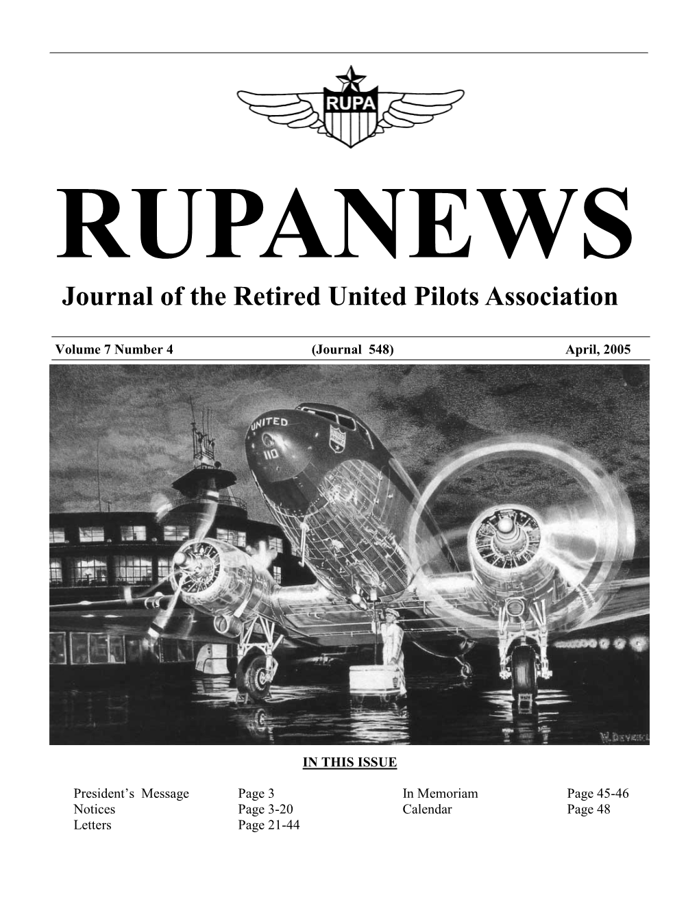 Journal of the Retired United Pilots Association