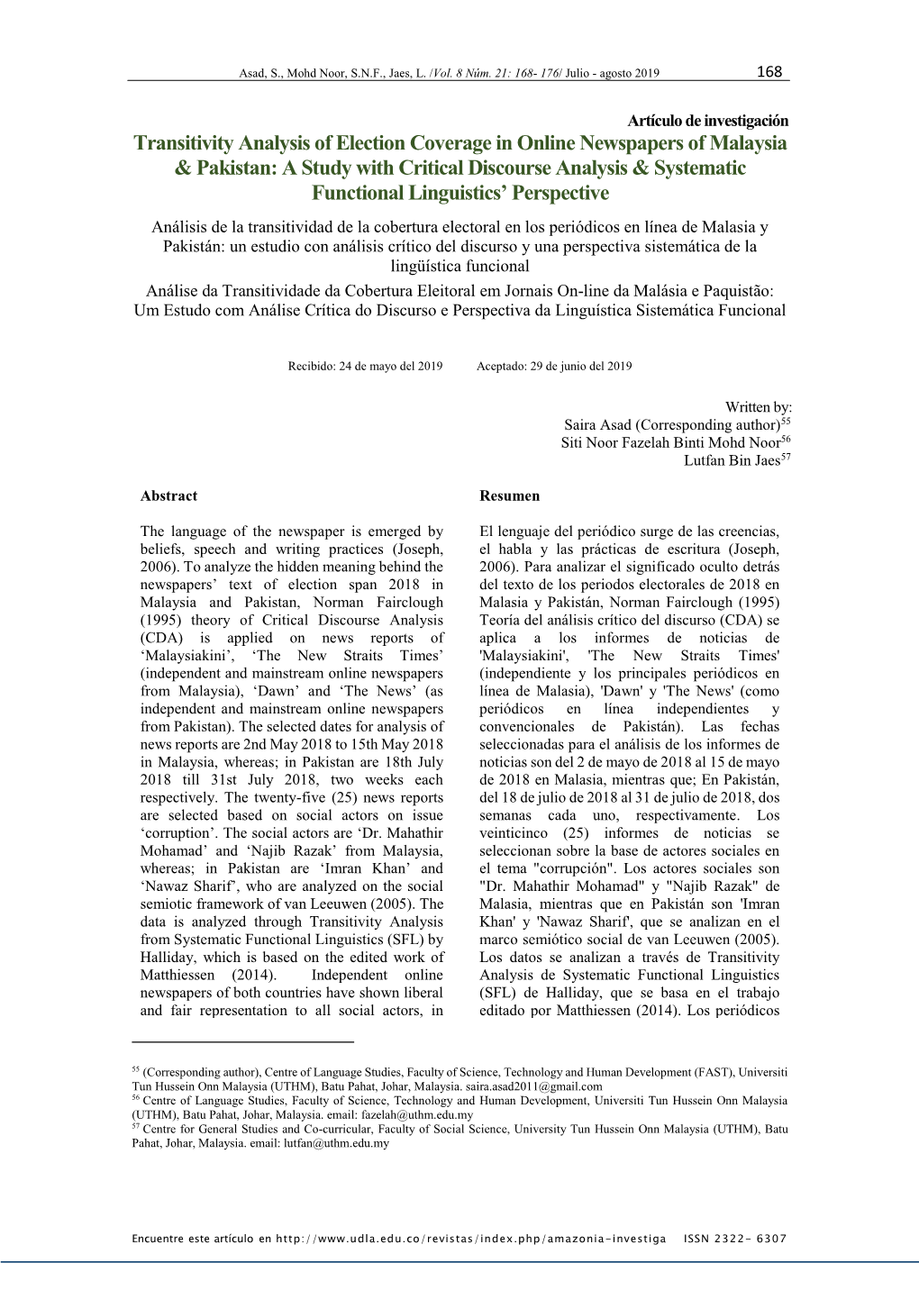 Transitivity Analysis of Election Coverage in Online Newspapers Of