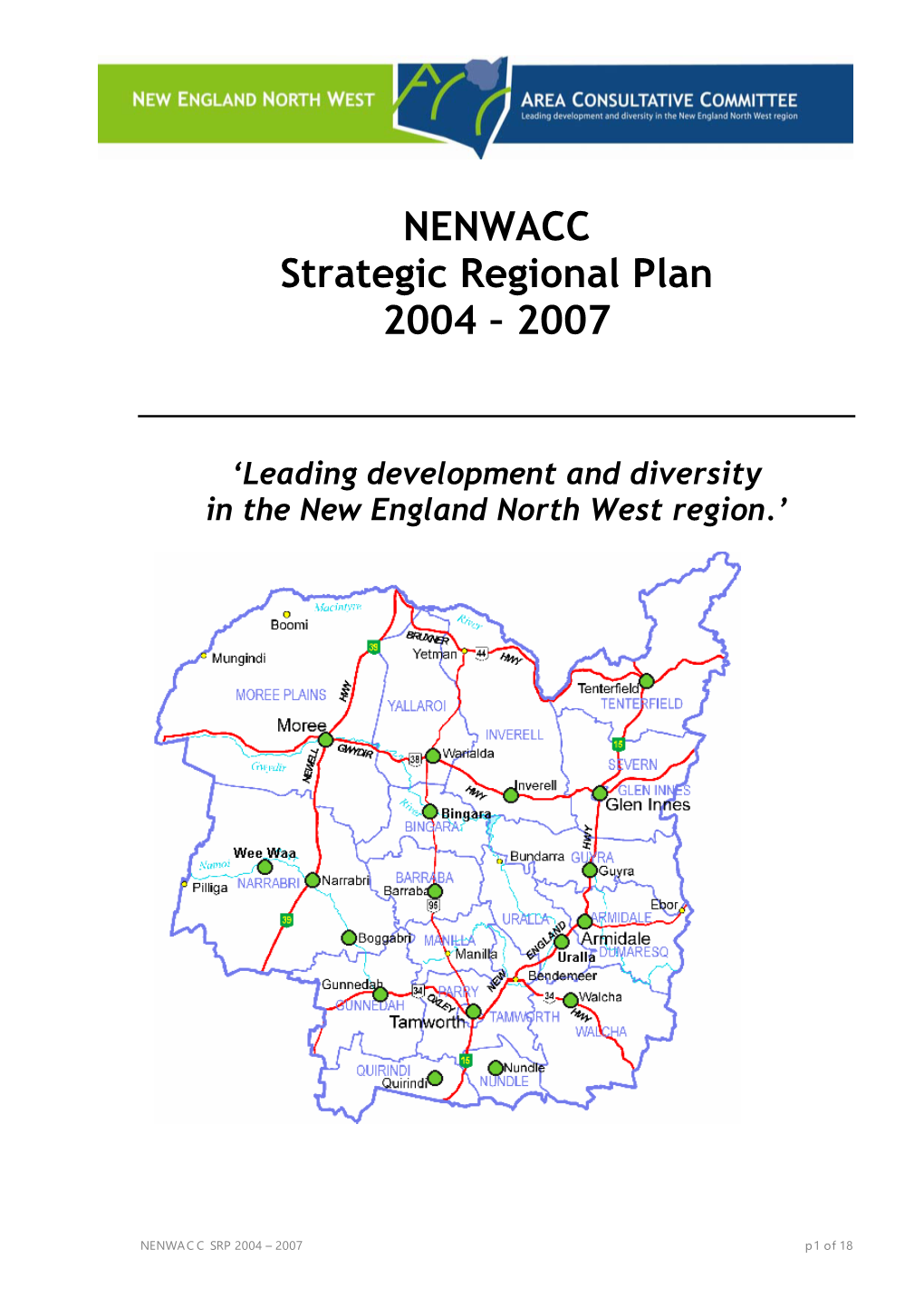 NENWACC Strategic Regional Plan 2004 – 2007