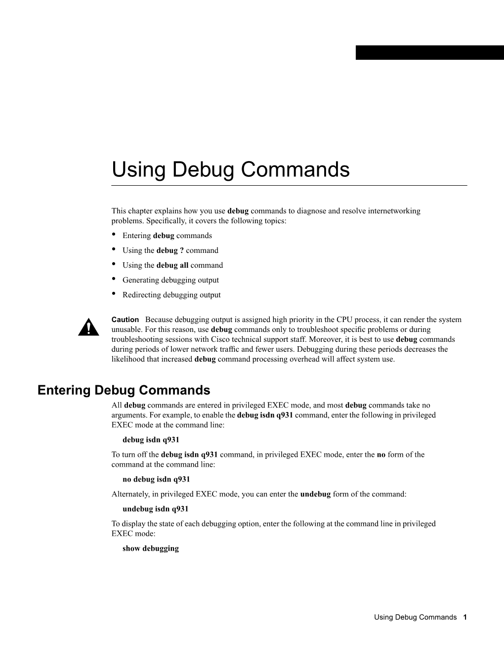 Using Debug Commands