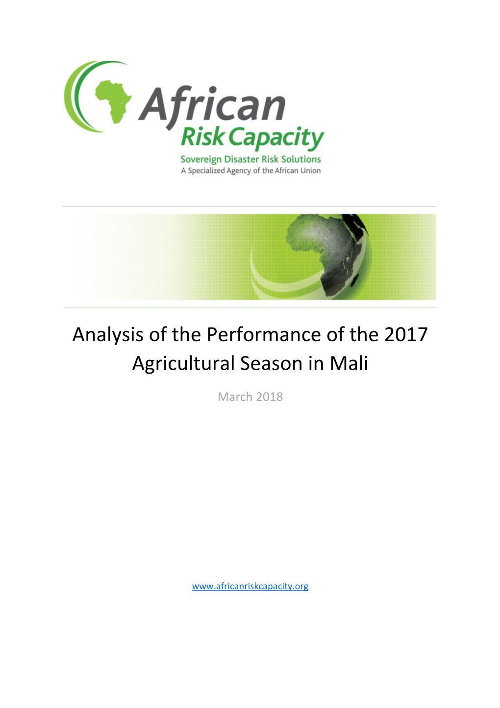 Analysis of the Performance of the 2017 Agricultural Season in Mali