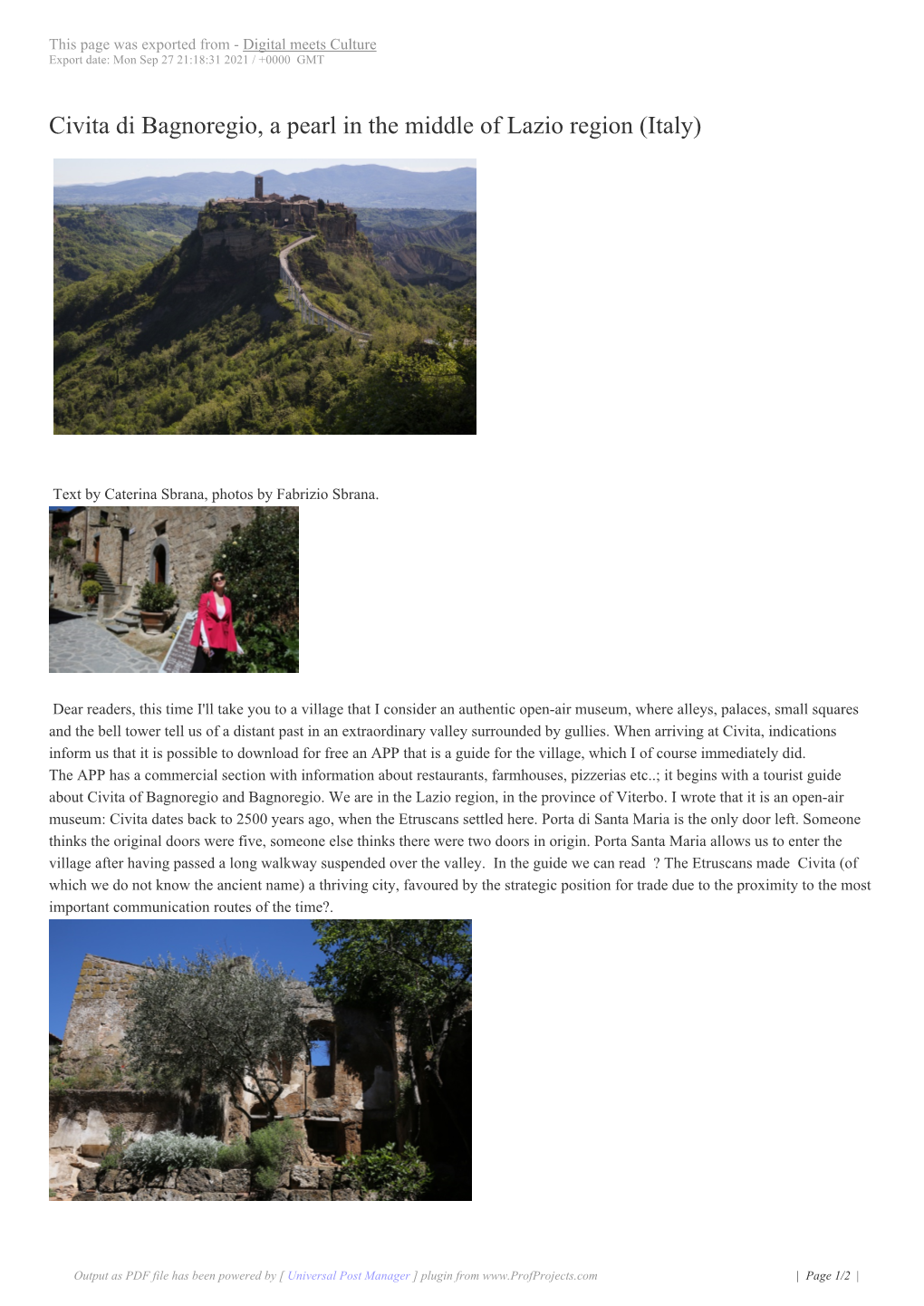 Civita Di Bagnoregio, a Pearl in the Middle of Lazio Region (Italy)