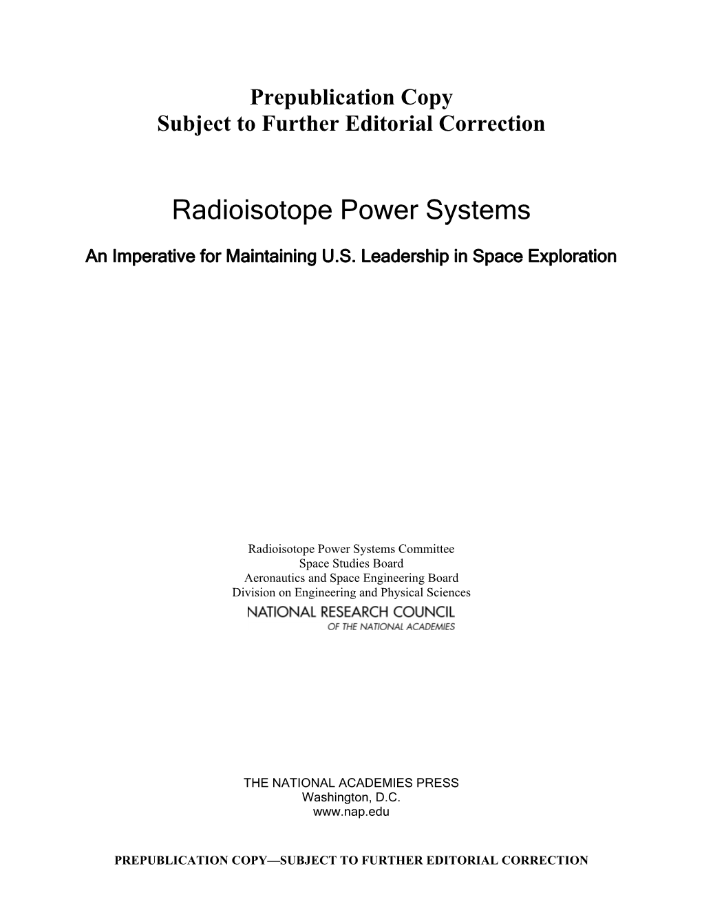 Radioisotope Power Systems