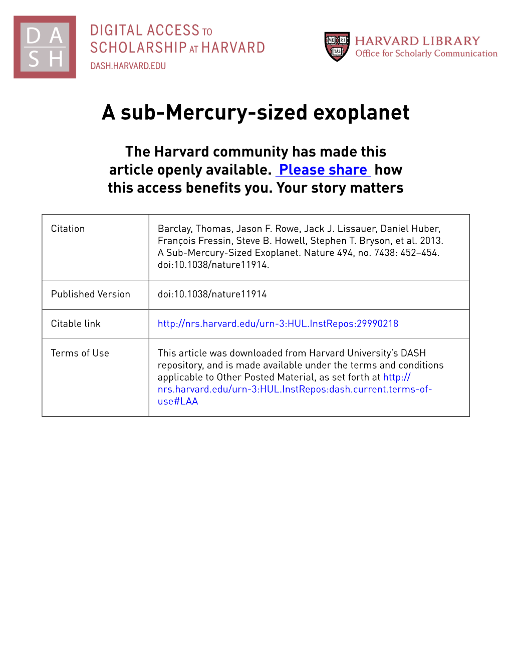 A Sub-Mercury-Sized Exoplanet