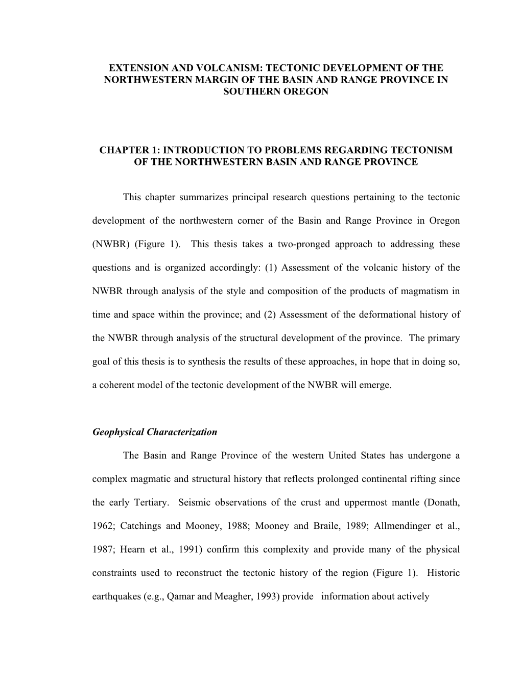 Extension and Volcanism: Tectonic Development of the Northwestern Margin of the Basin and Range Province in Southern Oregon