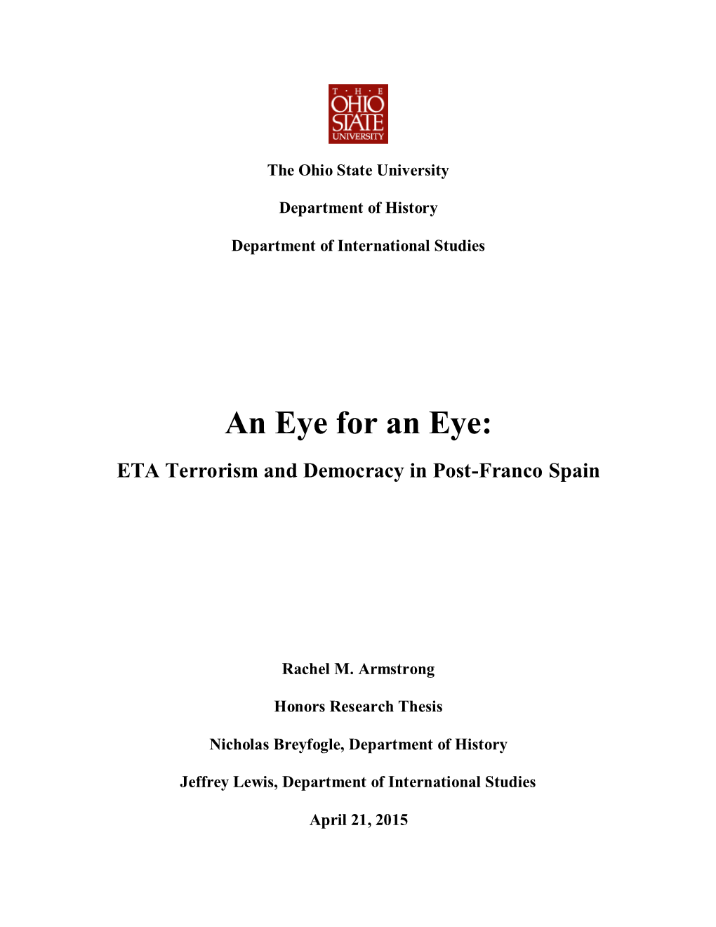 An Eye for an Eye: ETA Terrorism and Democracy in Post-Franco Spain