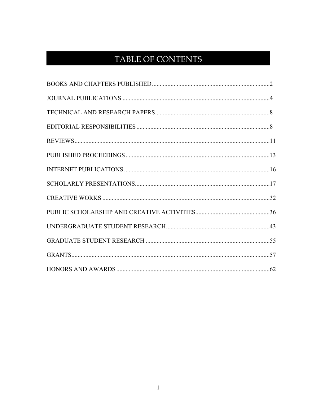 Table of Contents