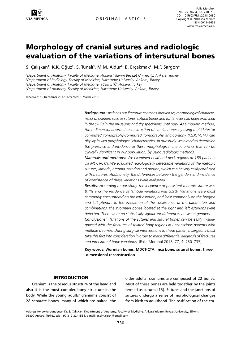 Morphology of Cranial Sutures and Radiologic Evaluation of the Variations of Intersutural Bones S