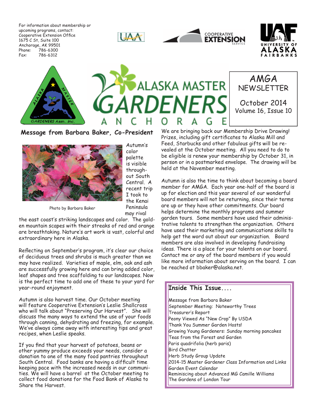 NEWSLETTER October 2014