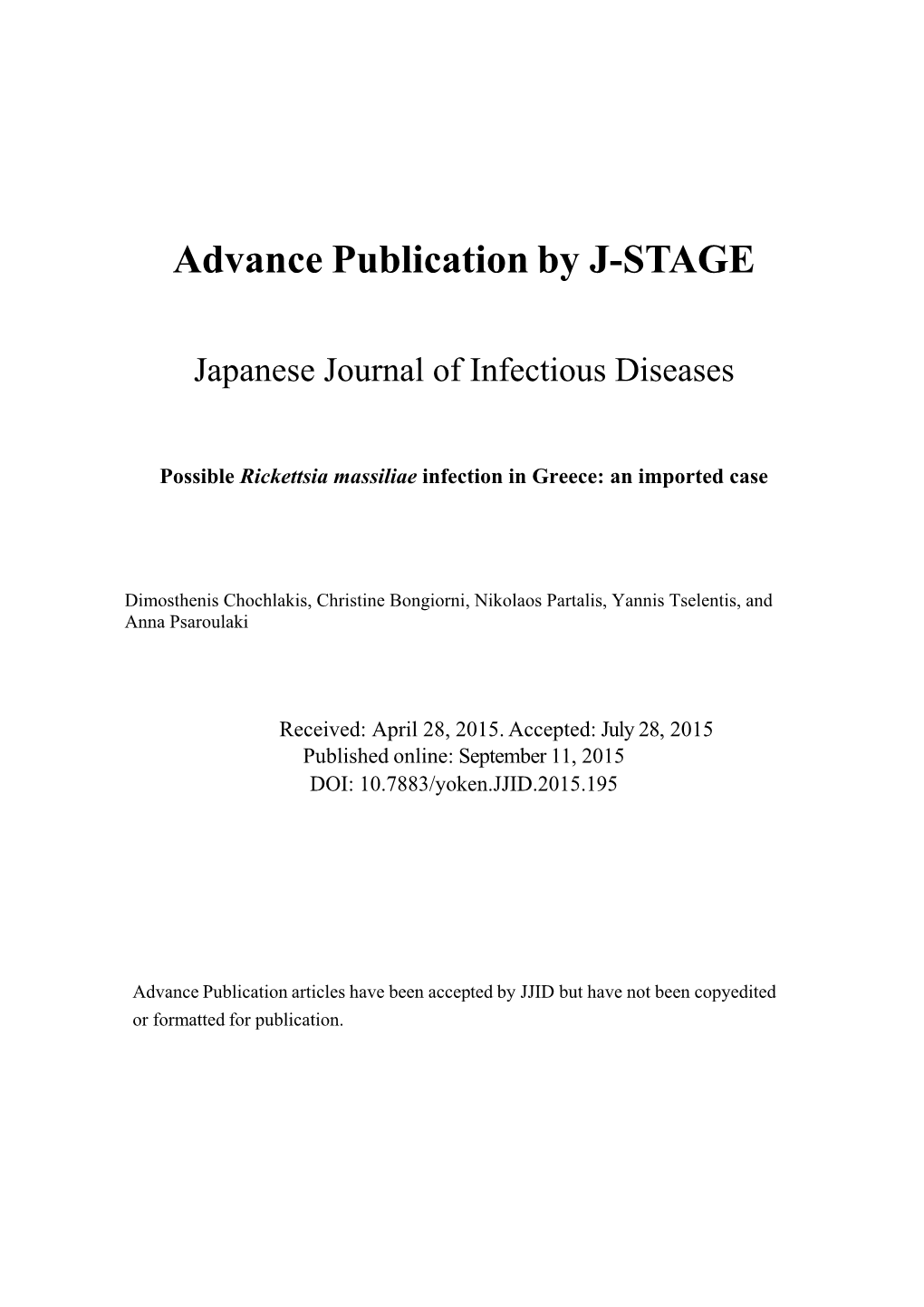 Advance Publication by J-STAGE