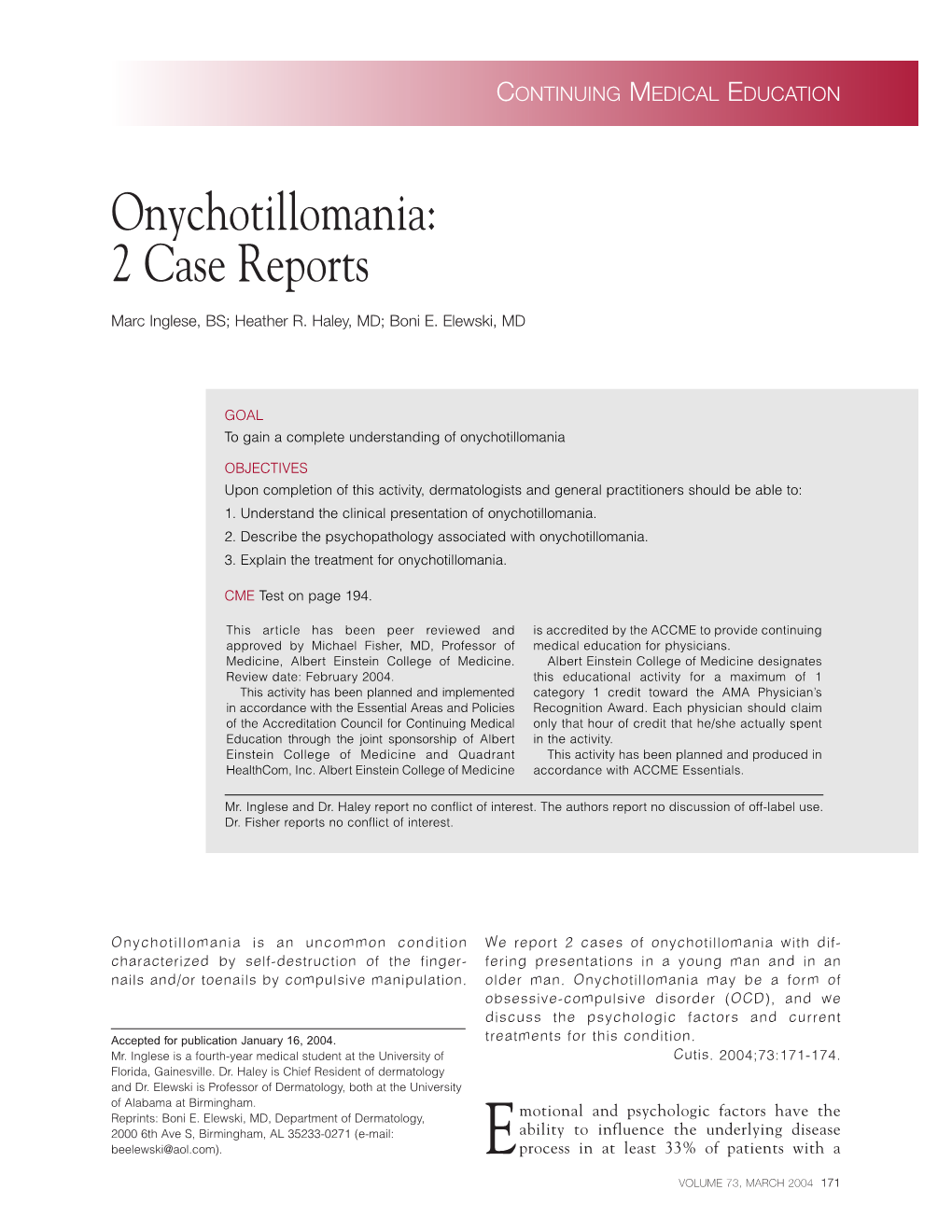 Onychotillomania: 2 Case Reports