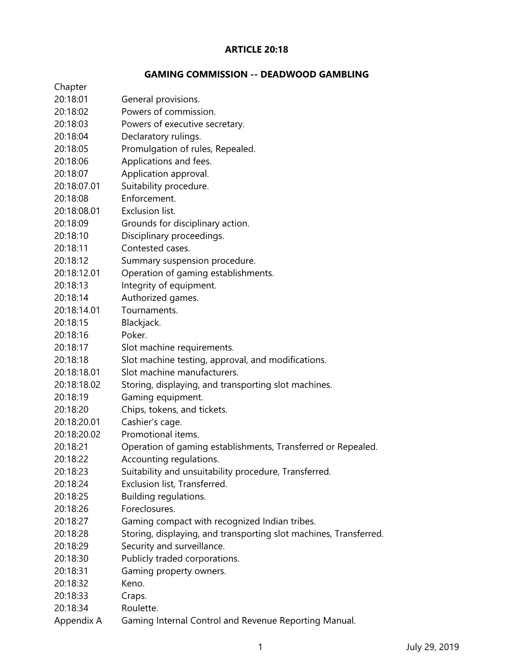 South Dakota Commission on Gaming Manual (PDF)