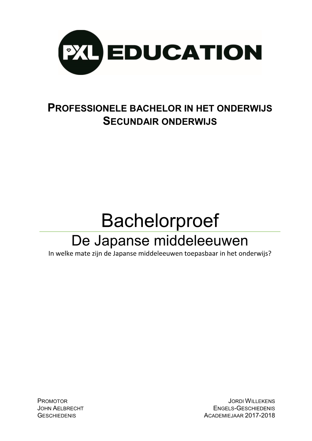 Bachelorproef De Japanse Middeleeuwen in Welke Mate Zijn De Japanse Middeleeuwen Toepasbaar in Het Onderwijs?