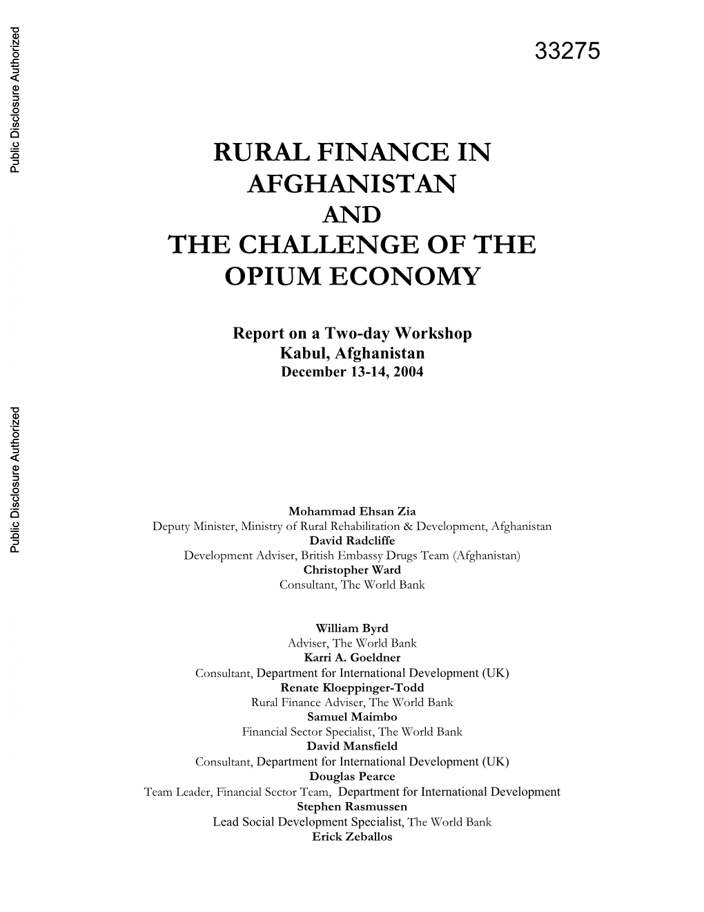 Rural Finance in Afghanistan