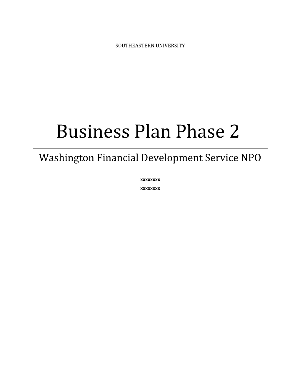 Business Plan Phase 1