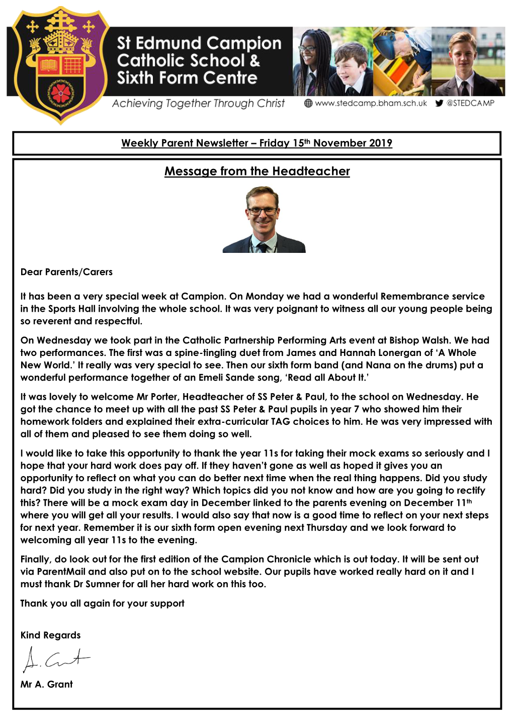 Message from the Headteacher