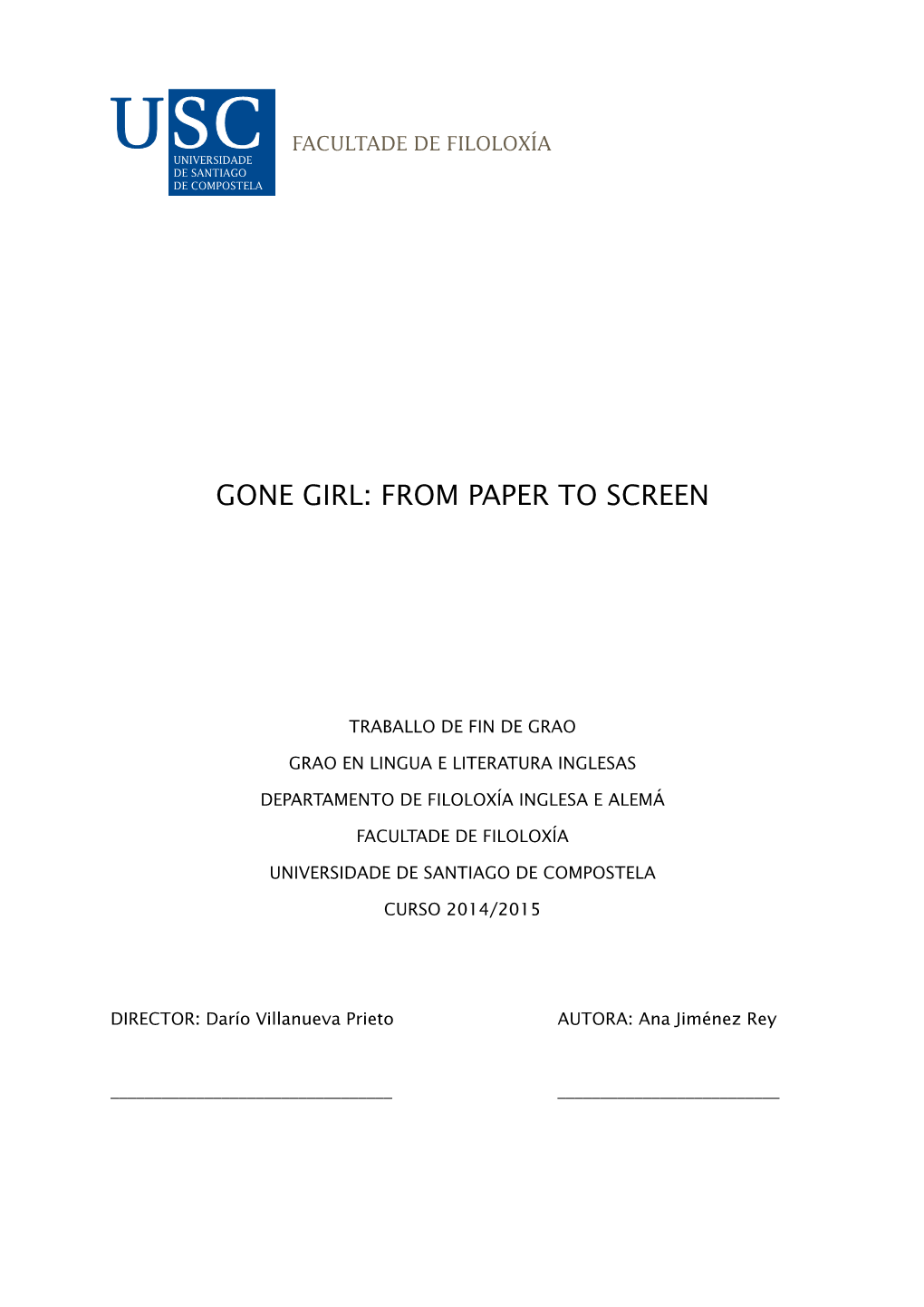 Gone Girl: from Paper to Screen