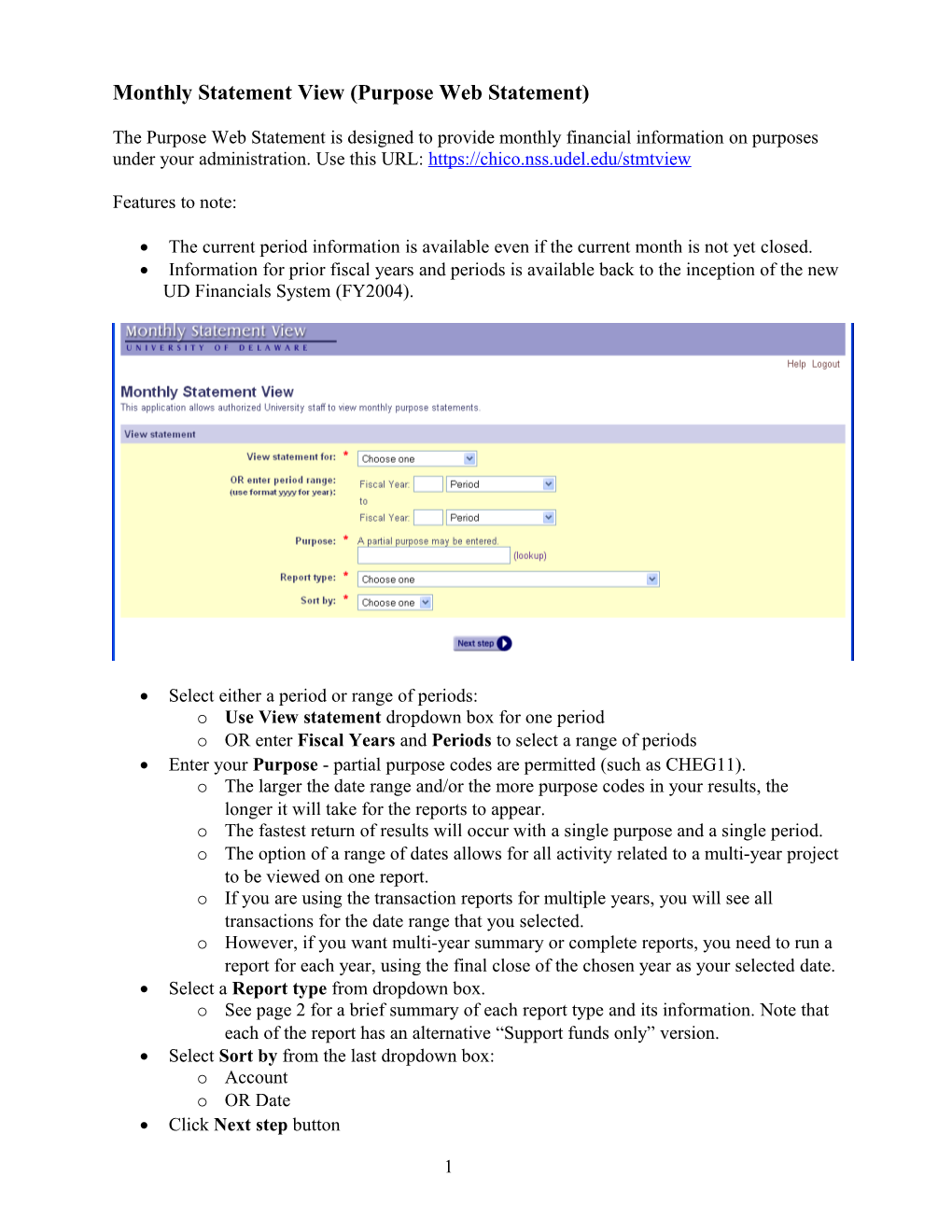 Web Statement Help