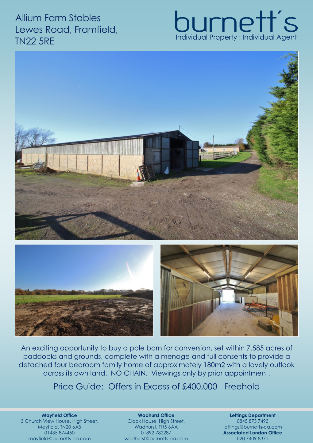 Allium Farm Stables Lewes Road, Framfield, TN22 5RE Individual Property : Individual Agent