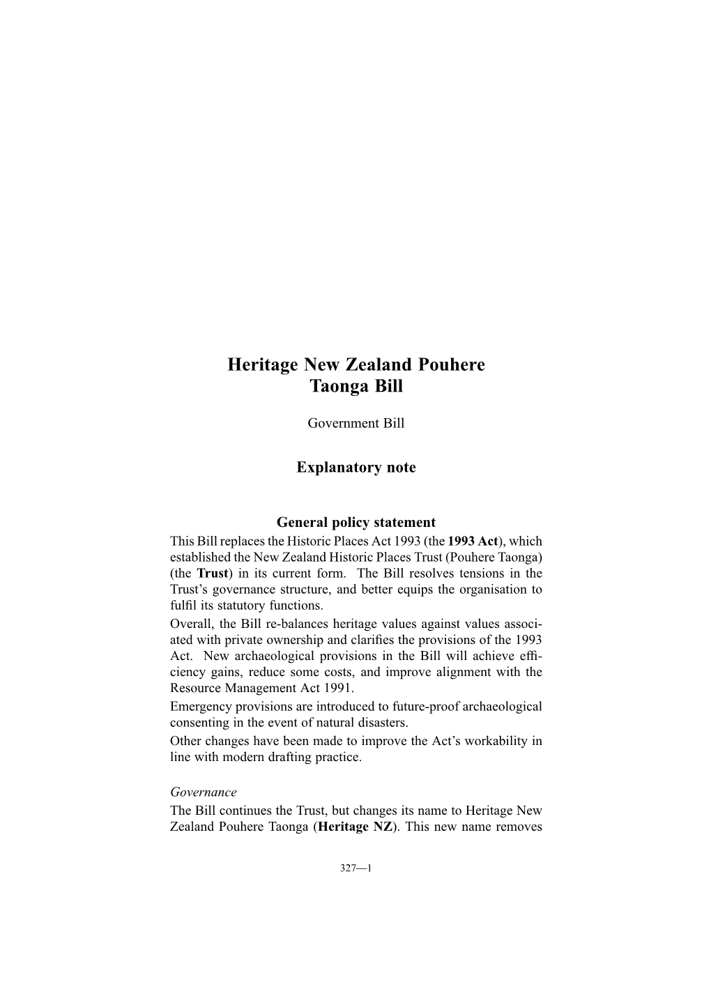 Heritage New Zealand Pouhere Taonga Bill
