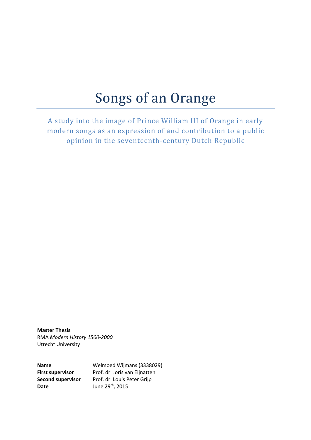 Songs of an Orange