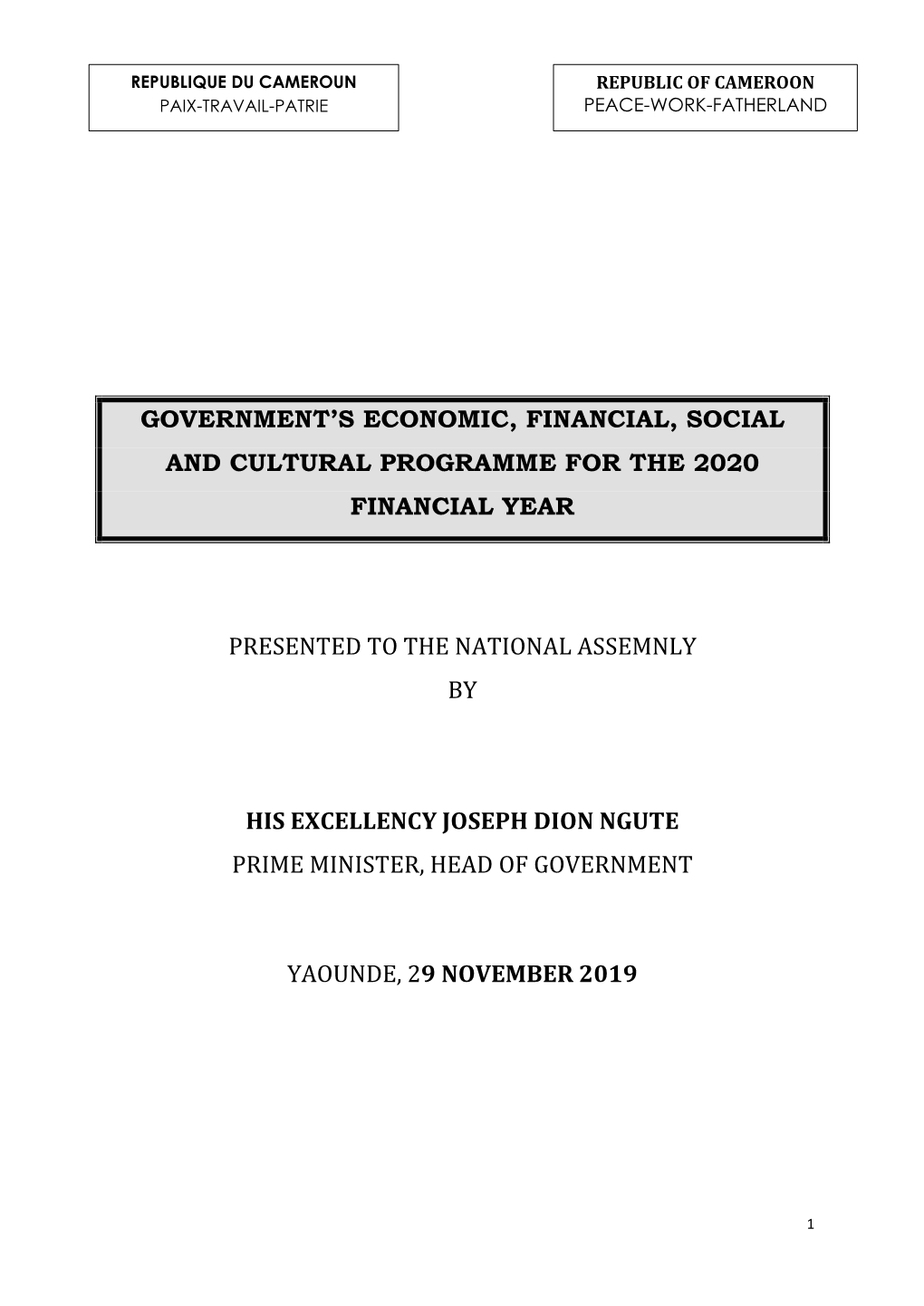 Government's Economic, Financial, Social And