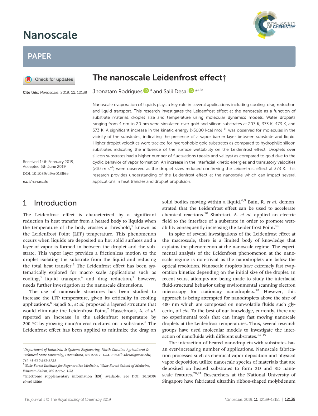 The Nanoscale Leidenfrost Effect