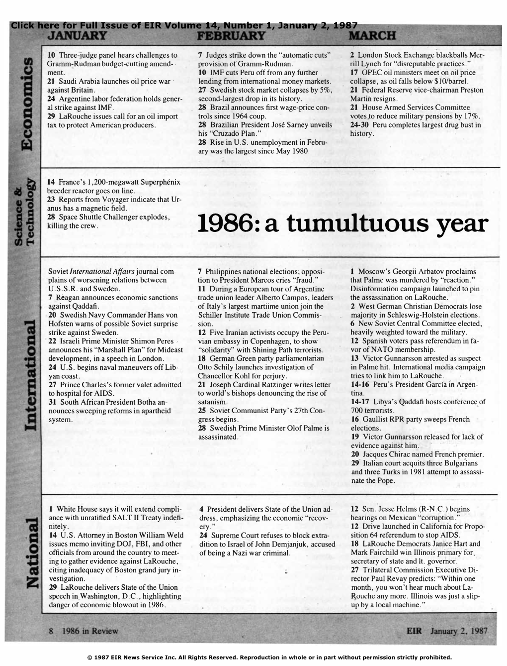 1986: a Tumultuous Year