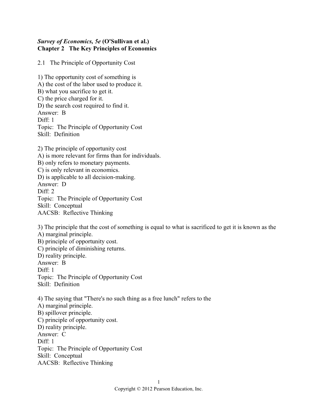 Survey of Economics, 5E (O'sullivan Et Al.)