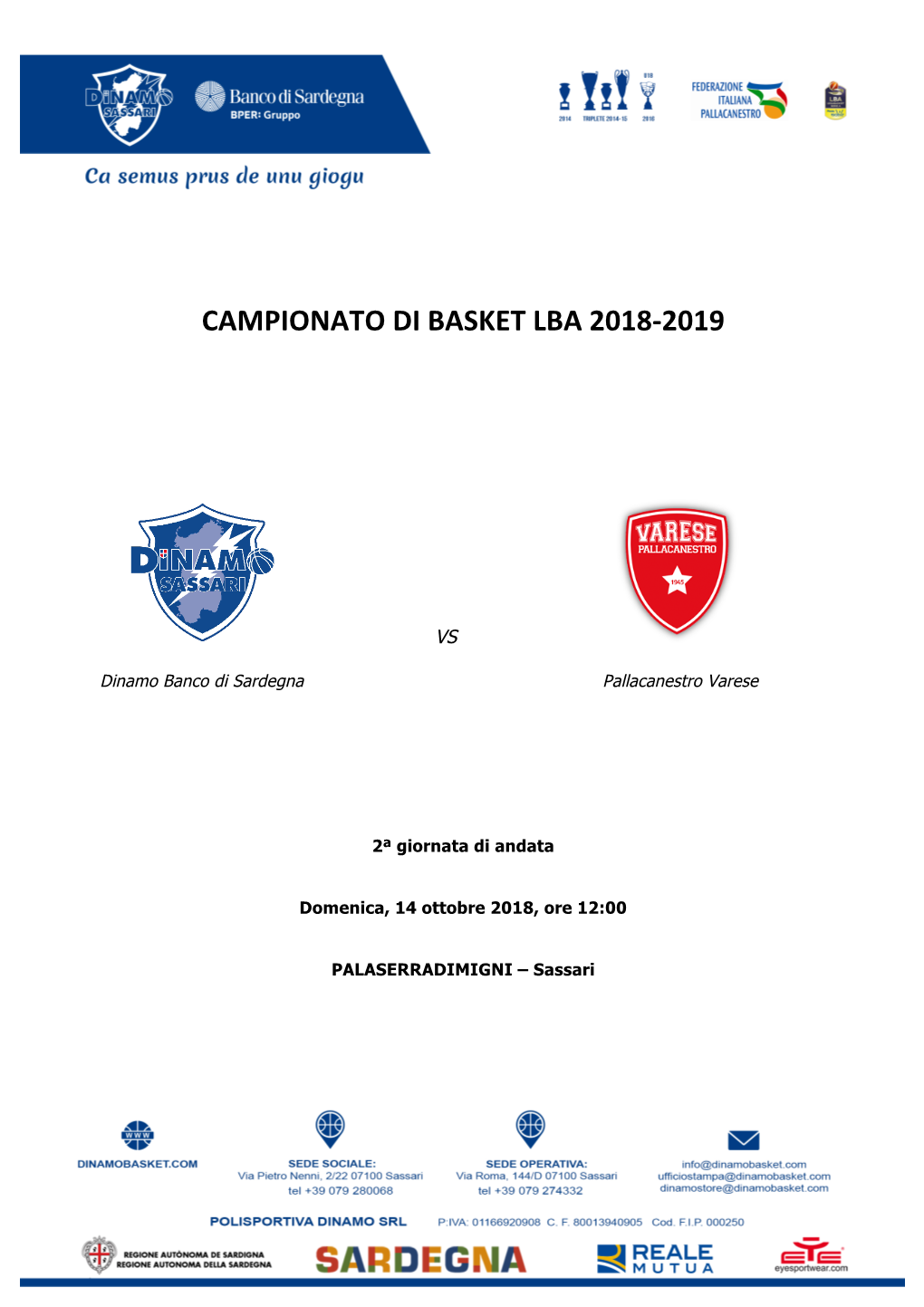 Campionato Di Basket Lba 2018-2019