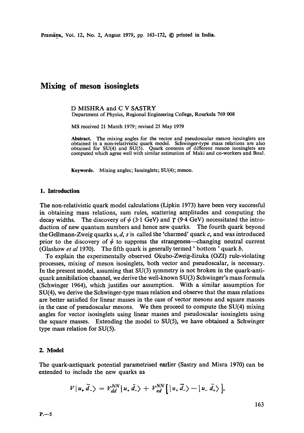 Mixing of Meson Isosinglets