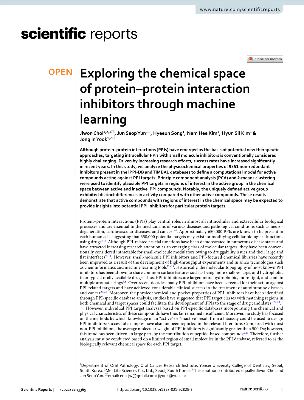 Exploring the Chemical Space of Protein–Protein Interaction Inhibitors Through Machine Learning