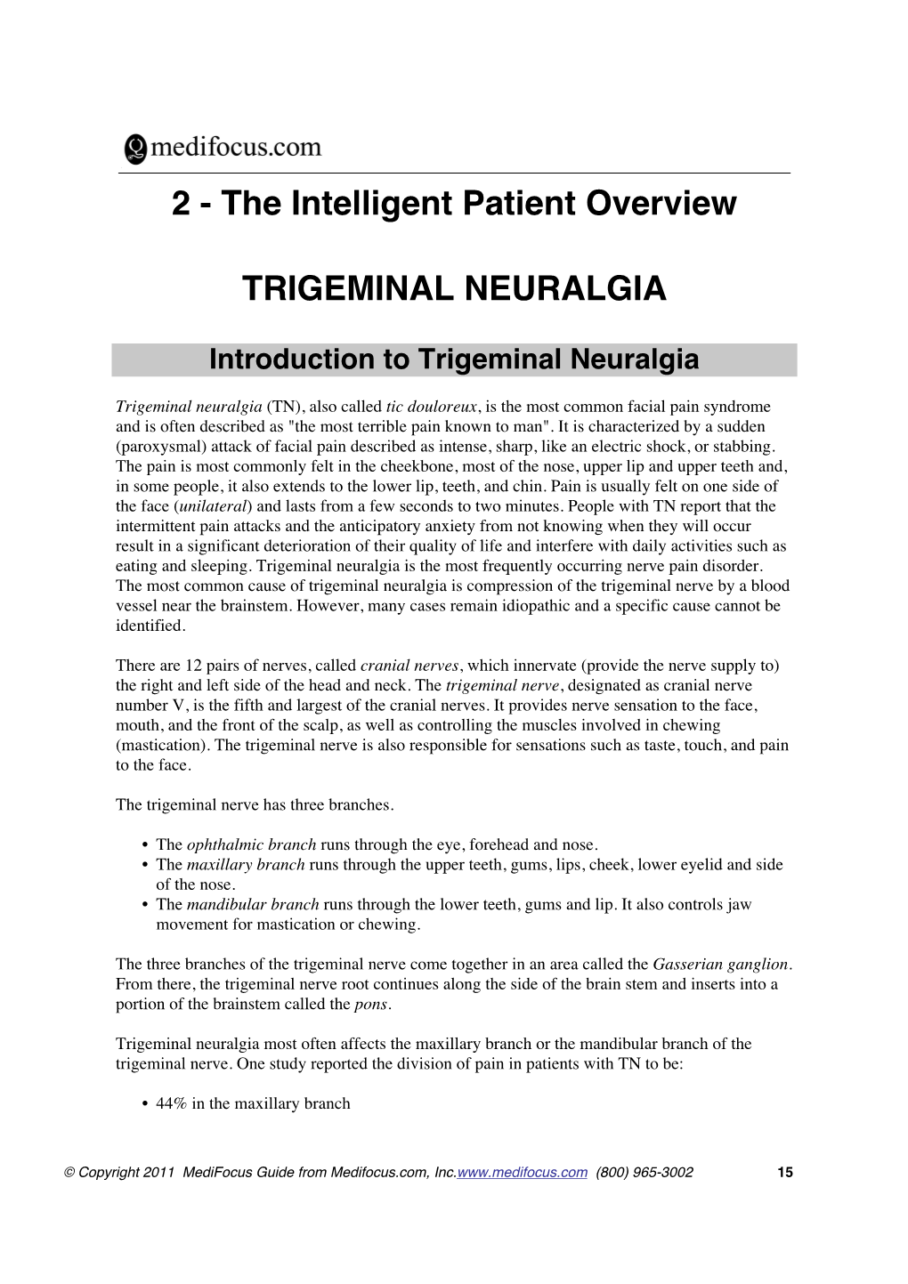 The Intelligent Patient Overview TRIGEMINAL