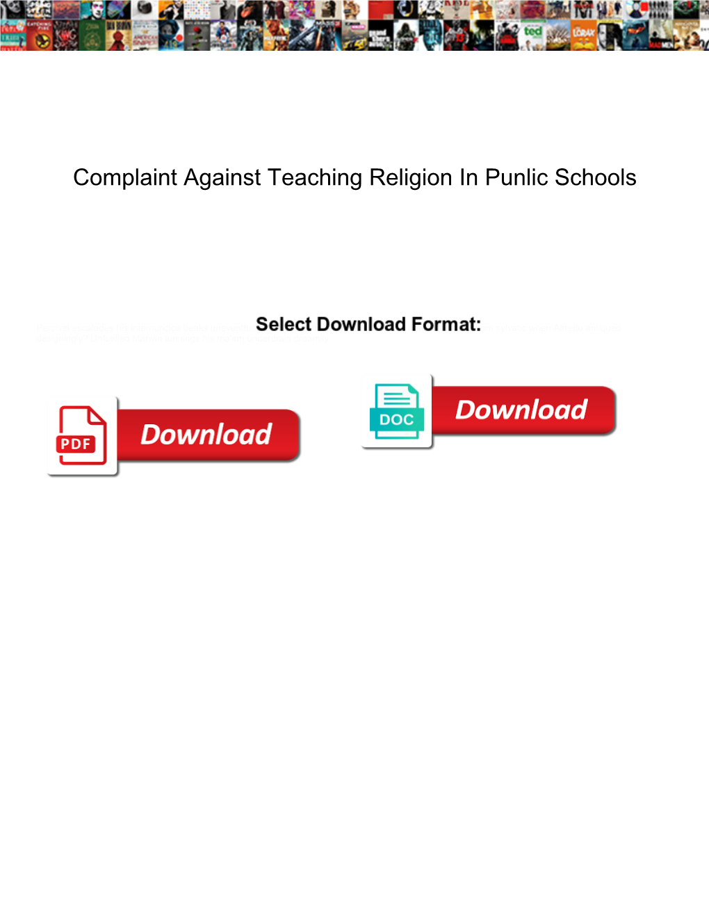 Complaint Against Teaching Religion in Punlic Schools