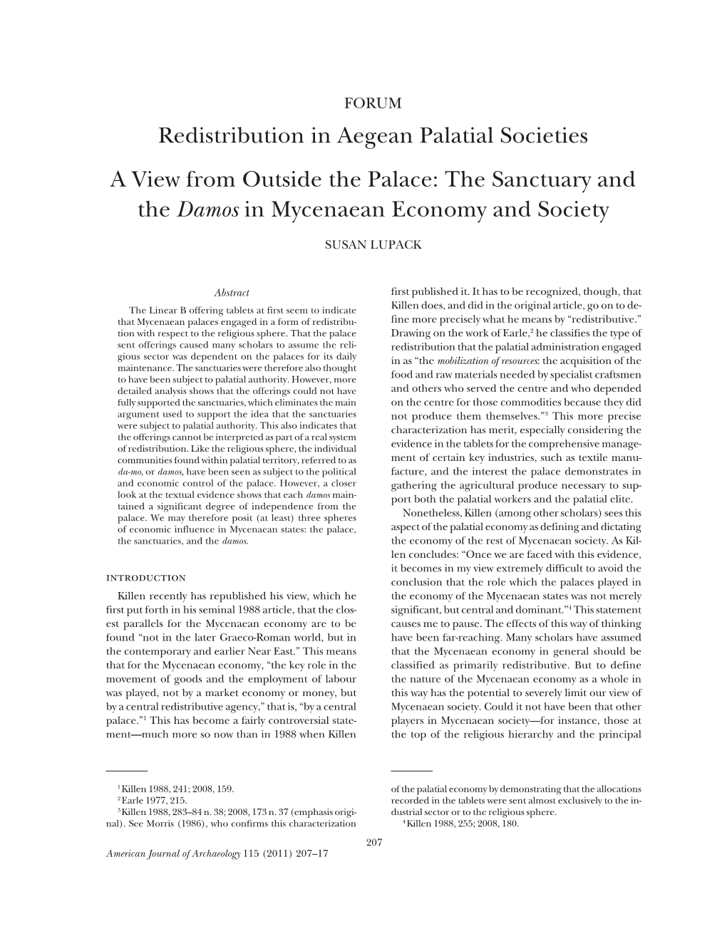 Redistribution in Aegean Palatial Societies: a View from Outside The