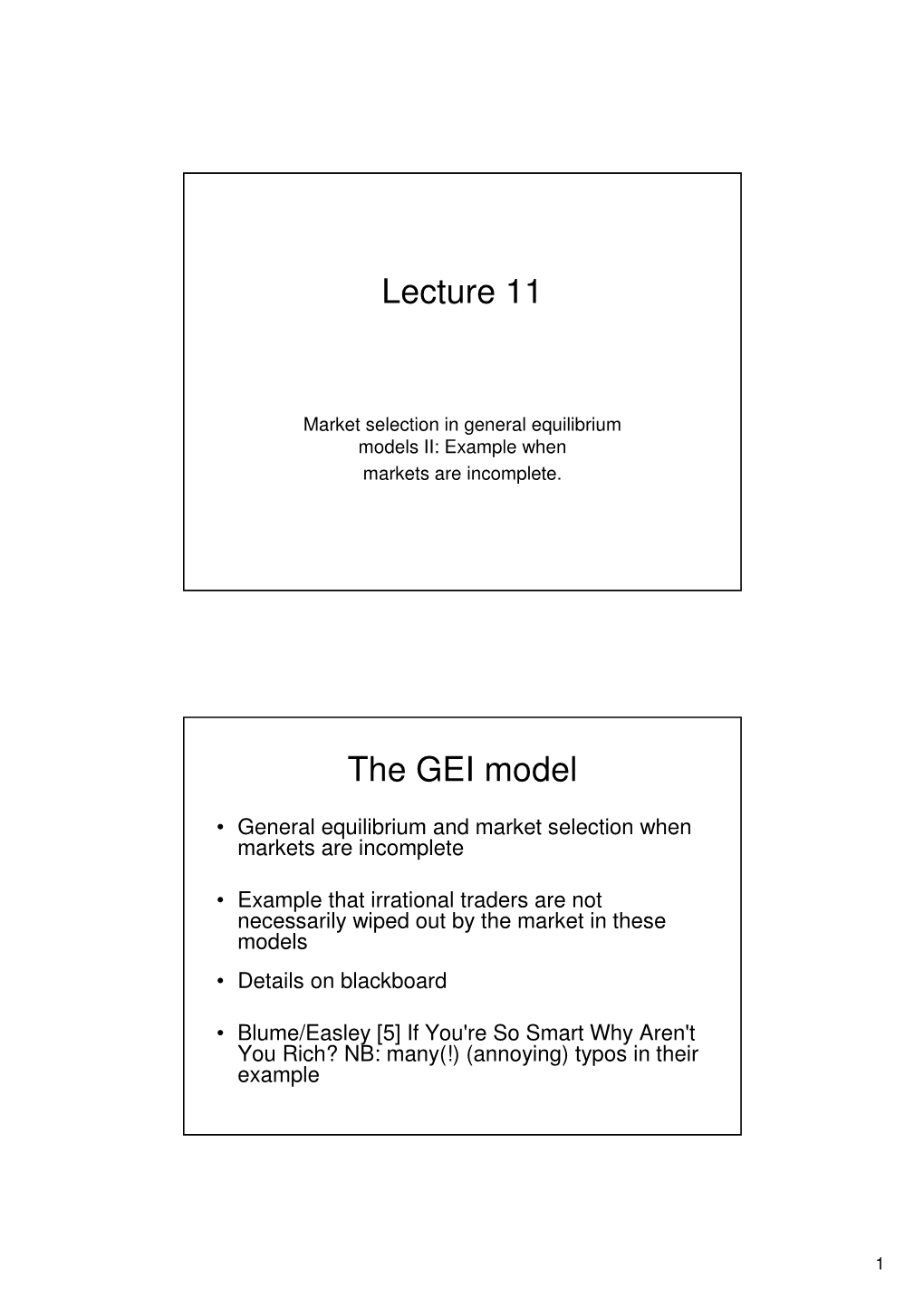 Lecture 11 the GEI Model