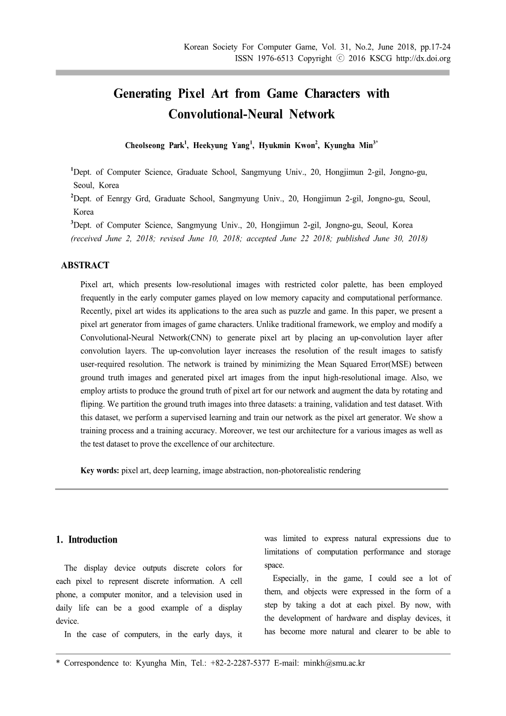 Generating Pixel Art from Game Characters with Convolutional-Neural Network