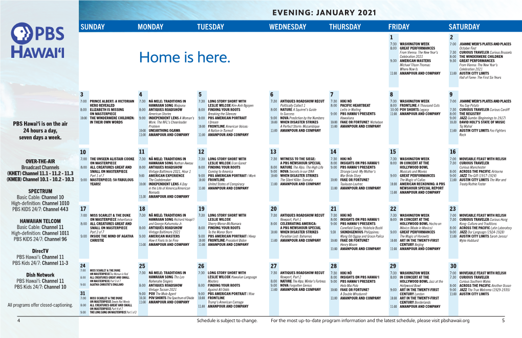 January Primetime Schedule