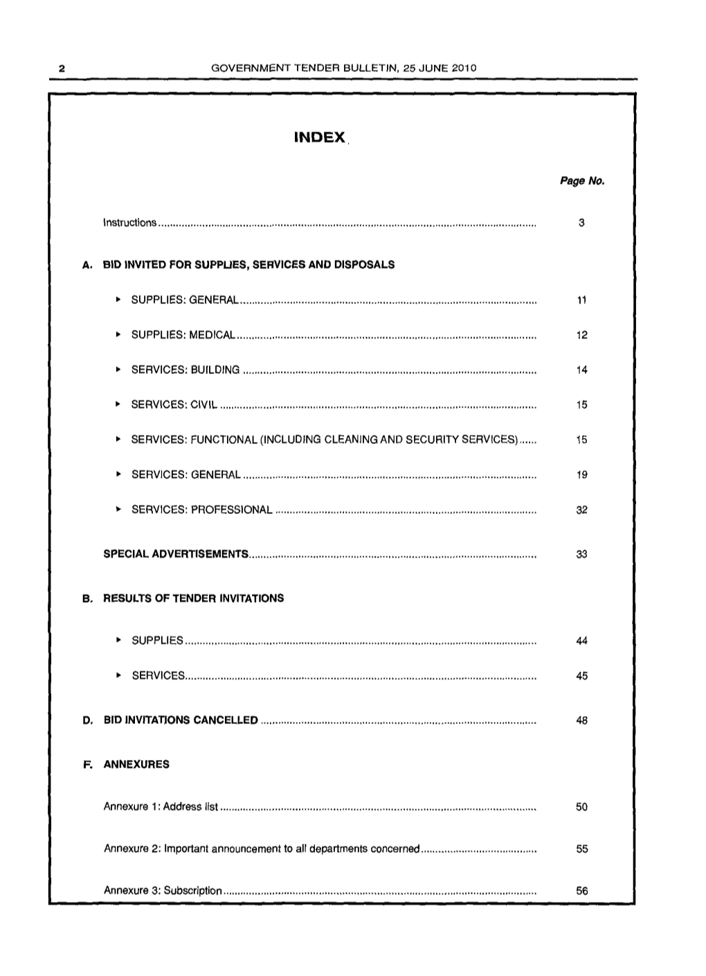 Tender Bulletin No 2636 of 25-Jun-2010, Volume