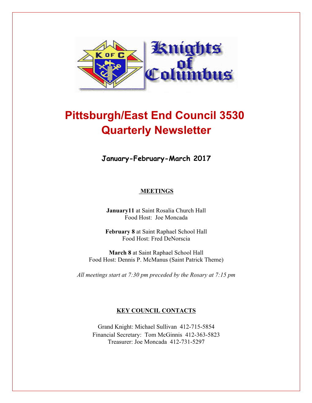 Pittsburgh/East End Council 3530 Quarterly Newsletter