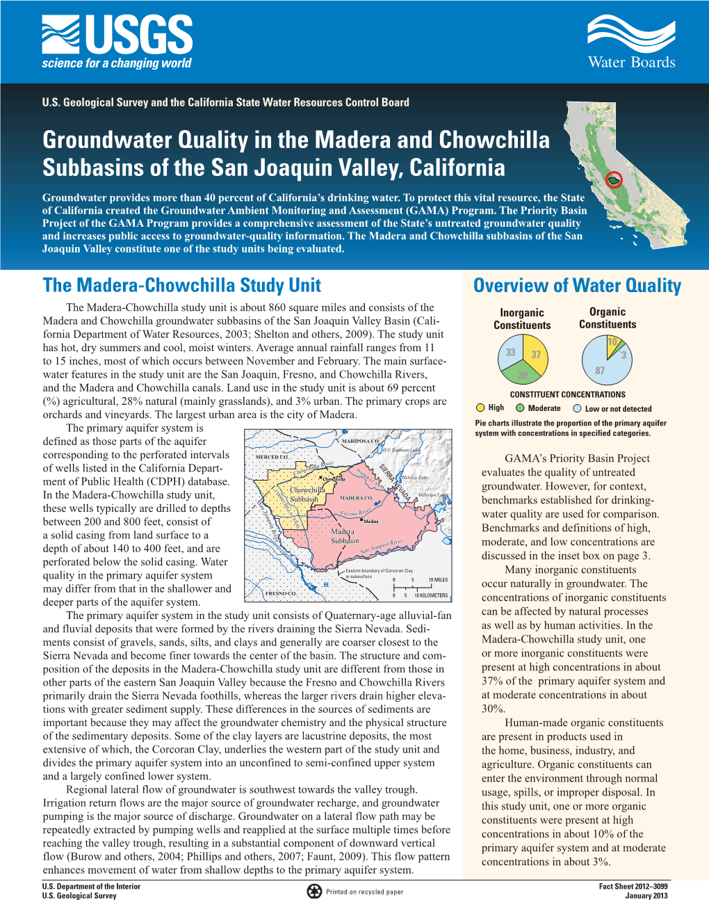 Groundwater Quality in the Madera and Chowchilla Subbasins of the San Joaquin Valley, California