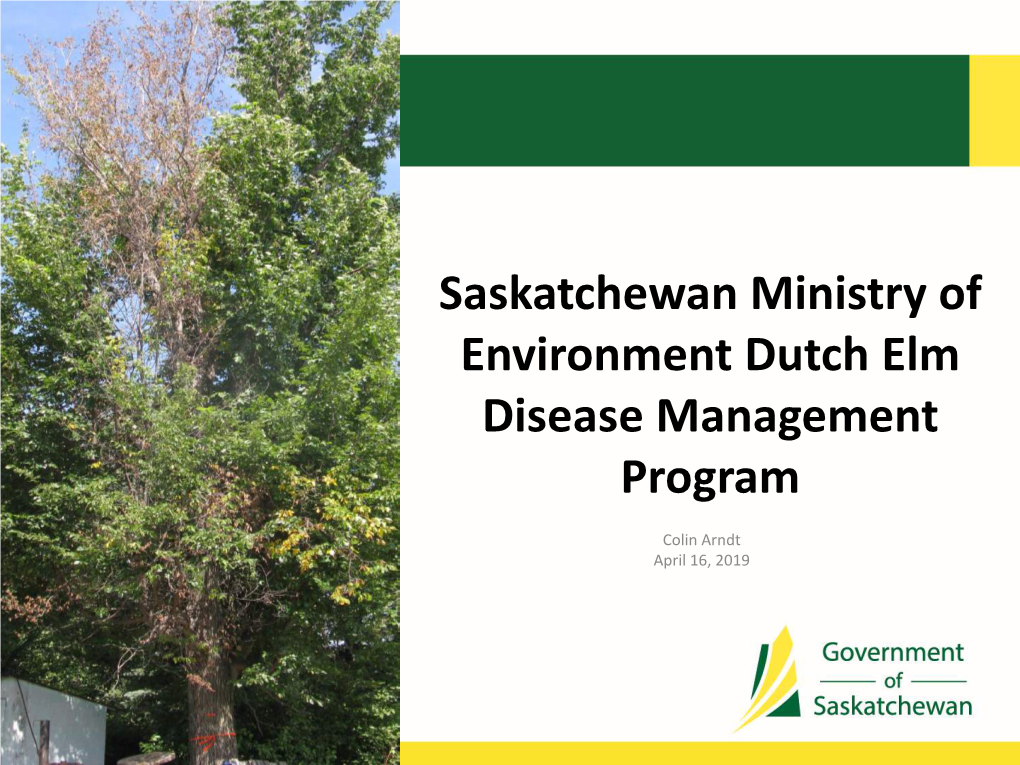 Saskatchewan Ministry of Environment Dutch Elm Disease Management Program