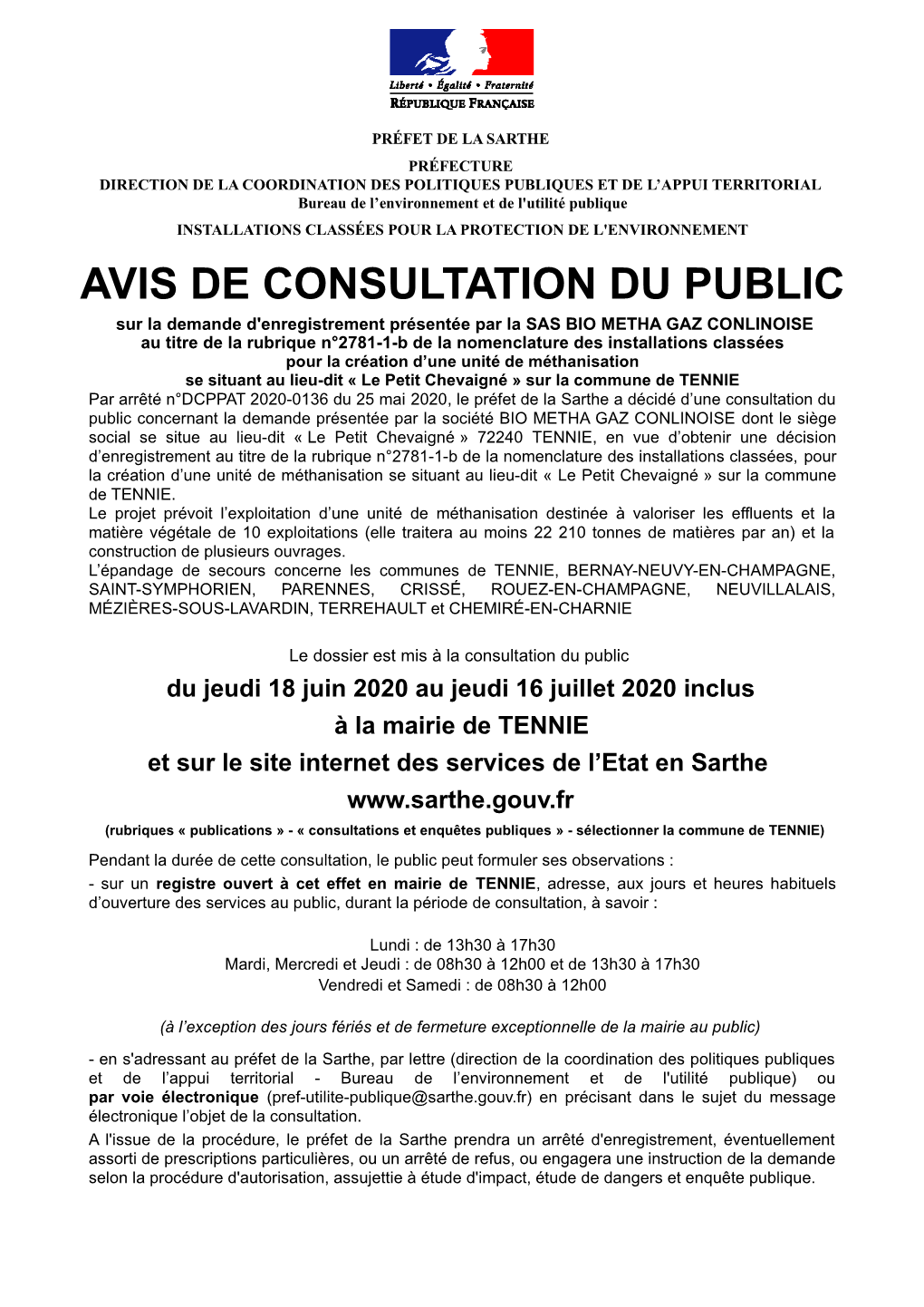 Avis De Consultation Du Public