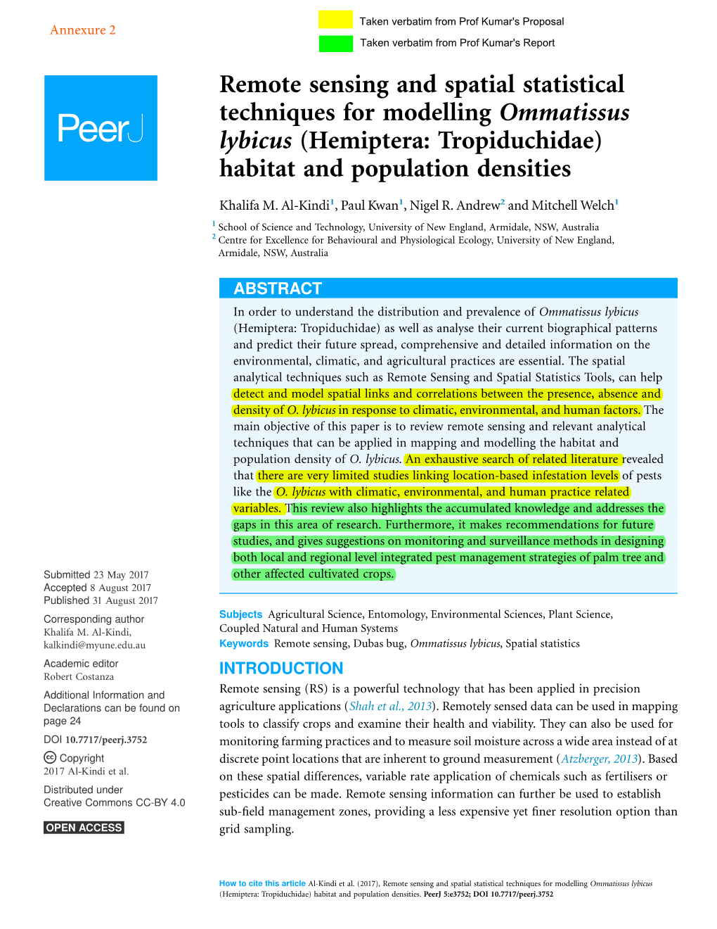 Remote Sensing and Spatial Statistical Techniques for Modelling Ommatissus Lybicus (Hemiptera: Tropiduchidae) Habitat and Population Densities