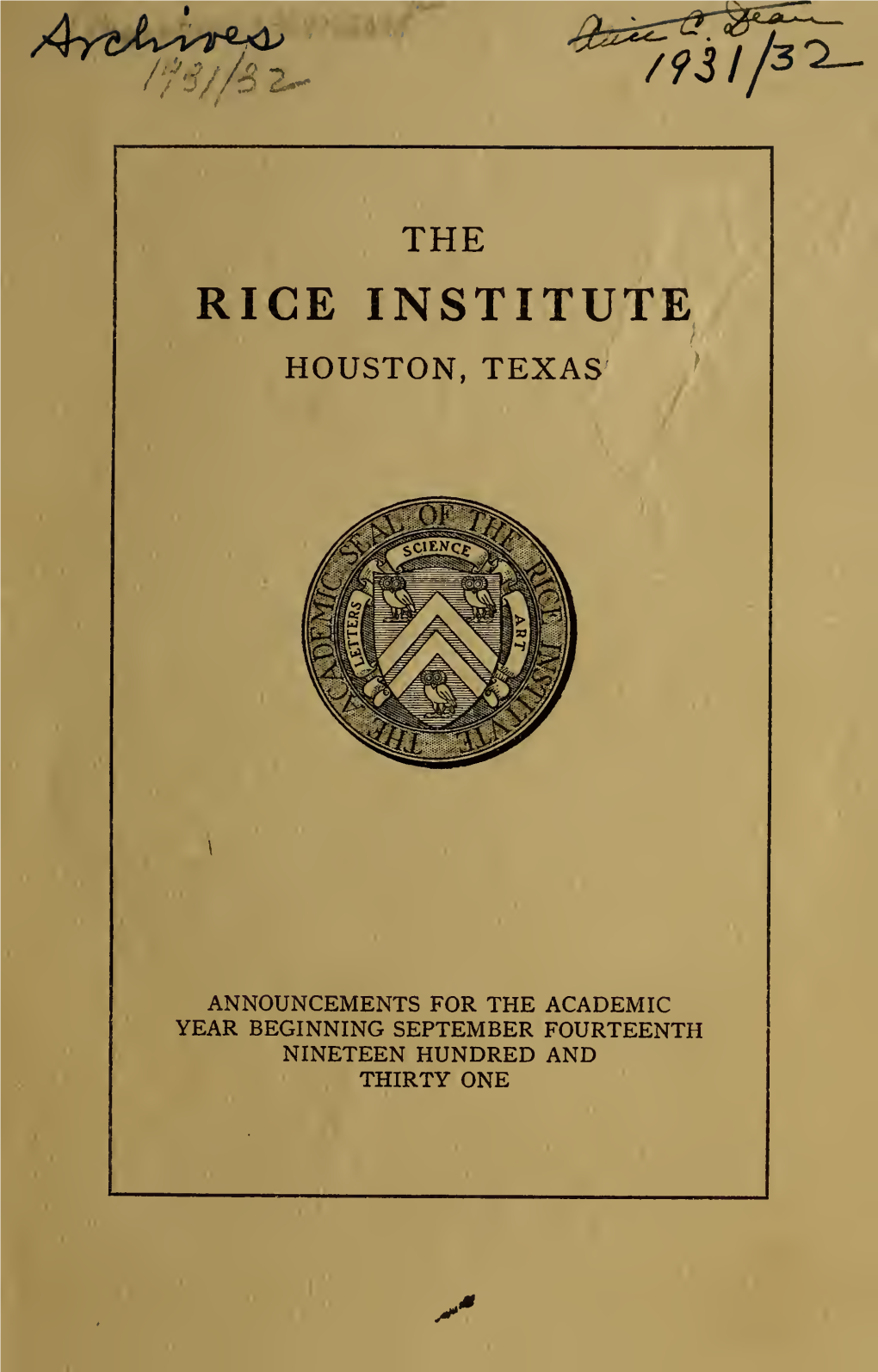 Rice University General Announcements