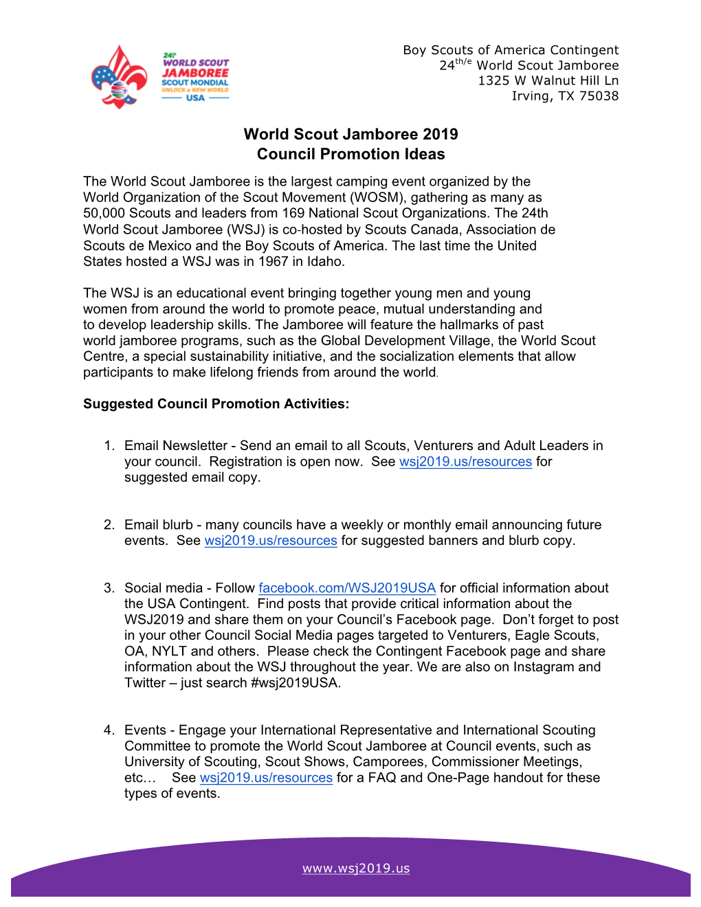 World Scout Jamboree 2019 Council Promotion Ideas