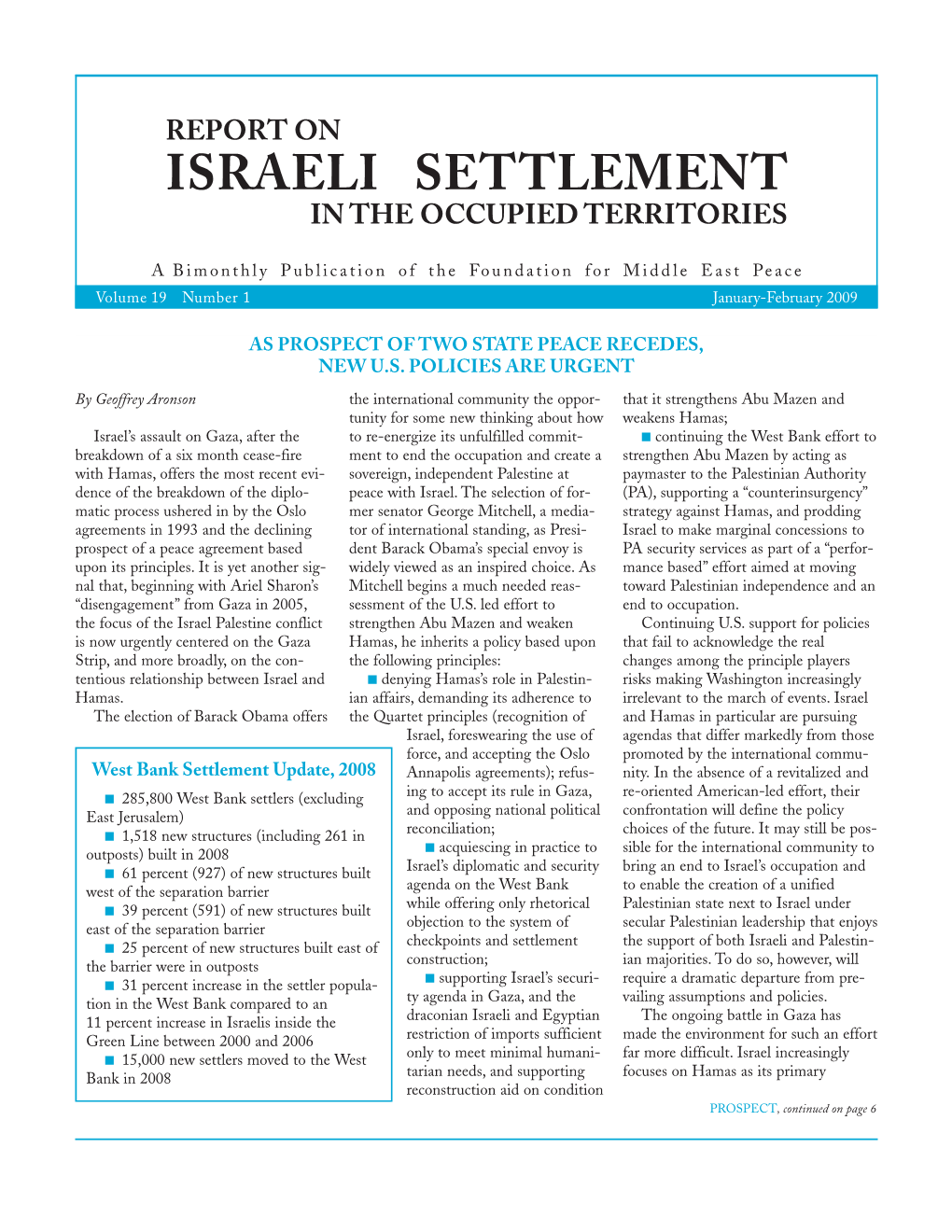 Israeli Settlement in the Occupied Territories