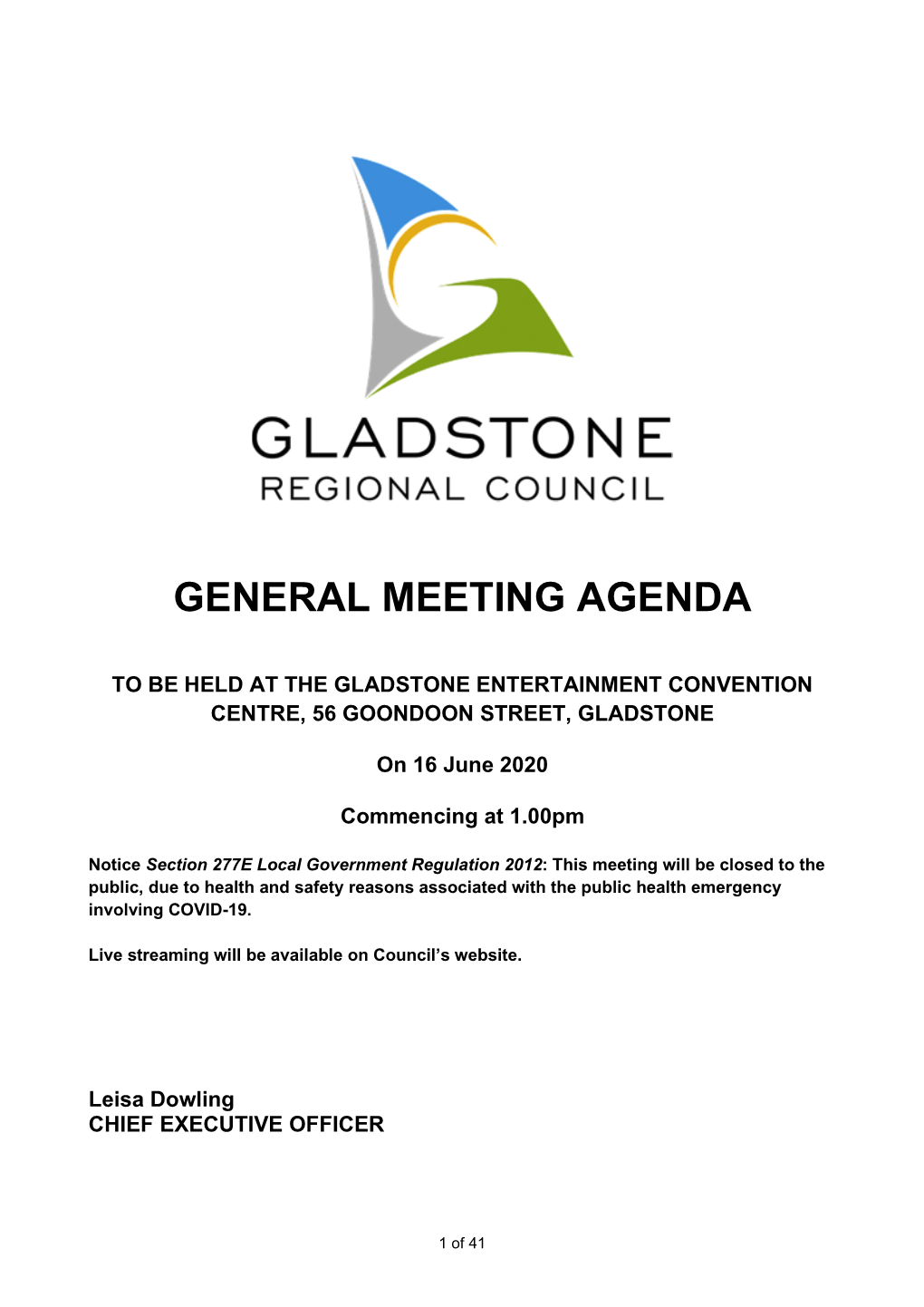 General Meeting Agenda