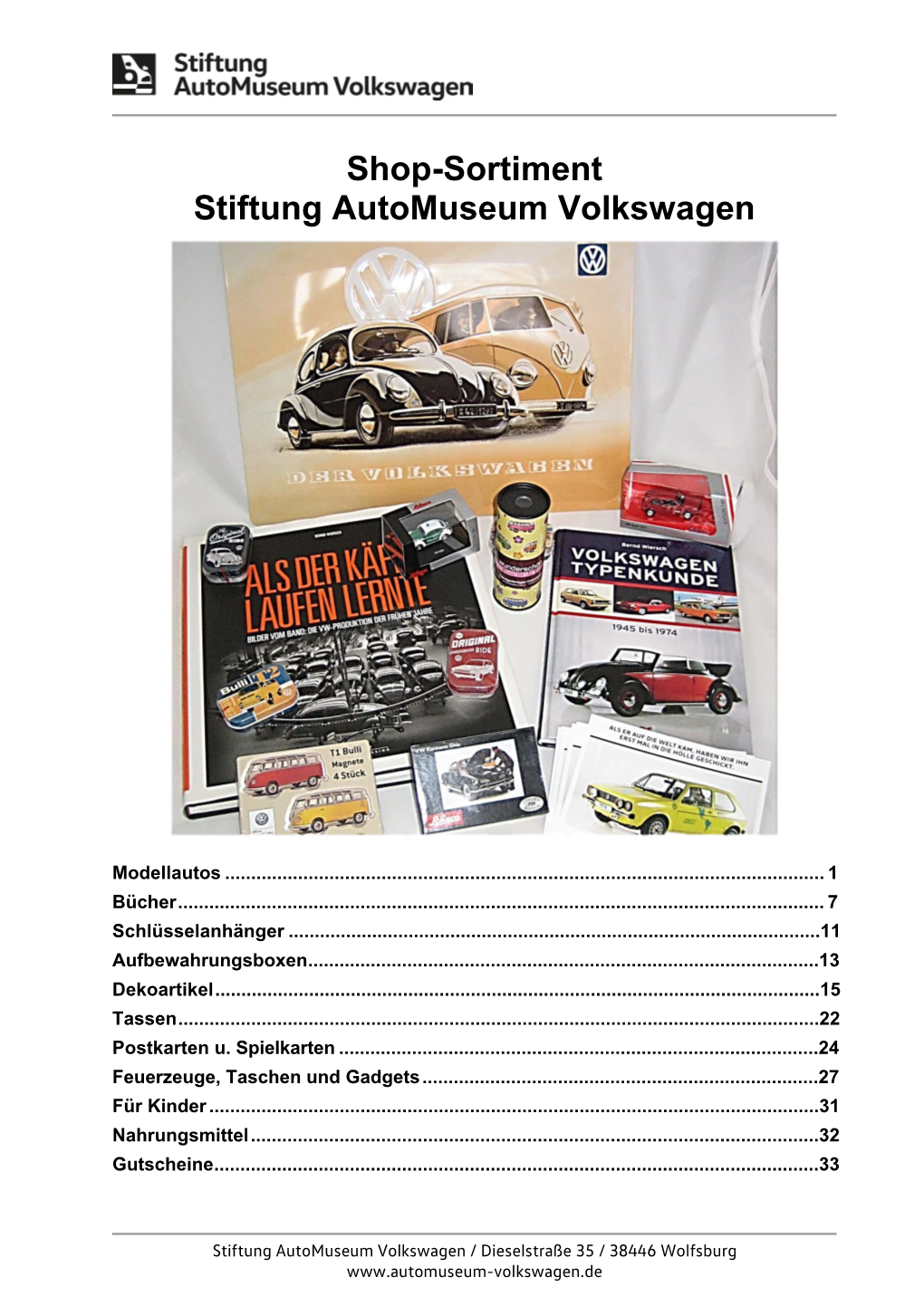 Shop-Sortiment Stiftung Automuseum Volkswagen