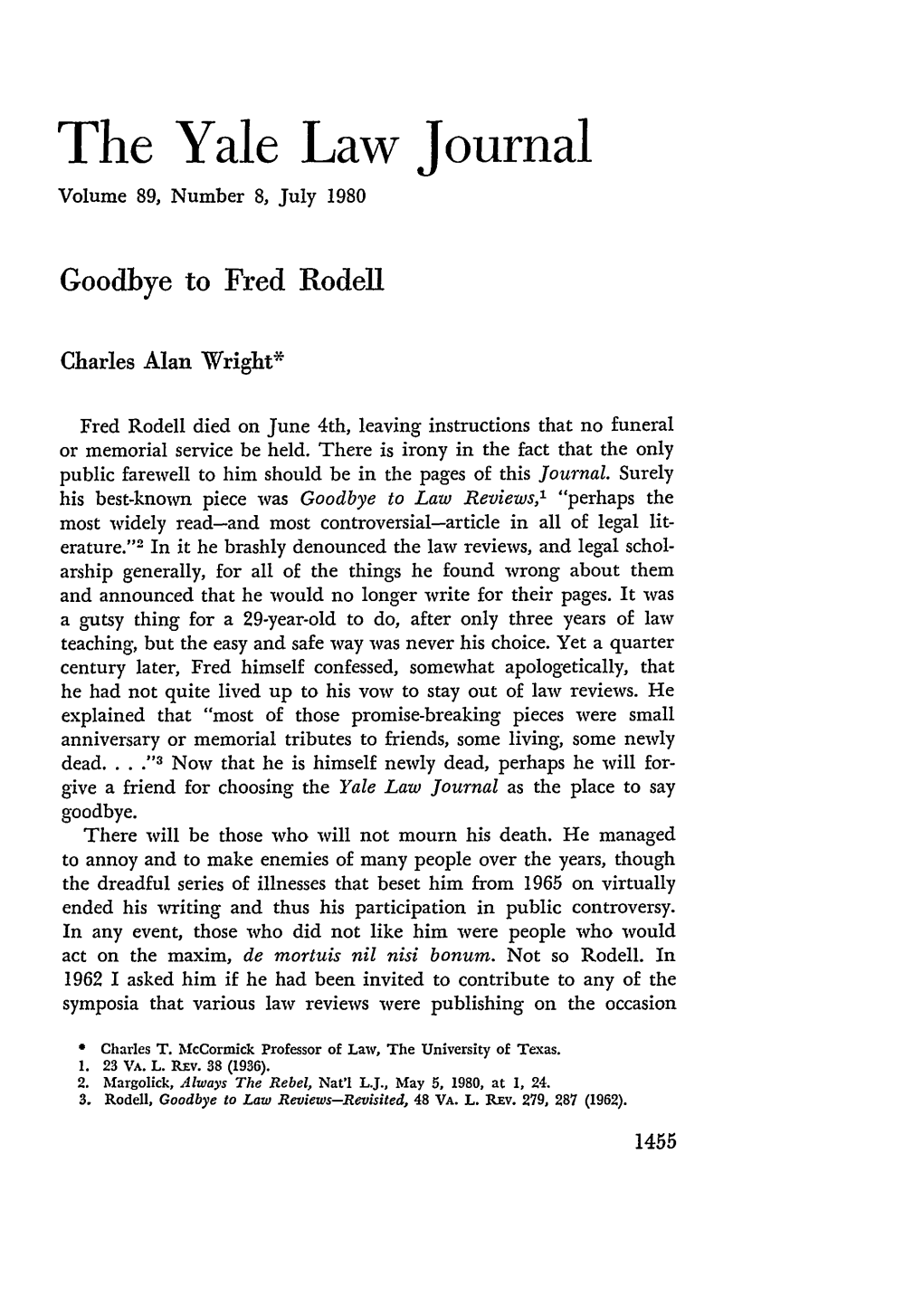 Goodbye to Fred Rodell
